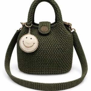 Virkad bucket bag med smiley