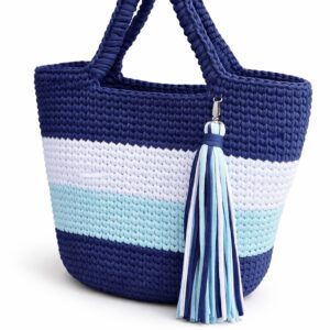 Virkad tote bag med tofs