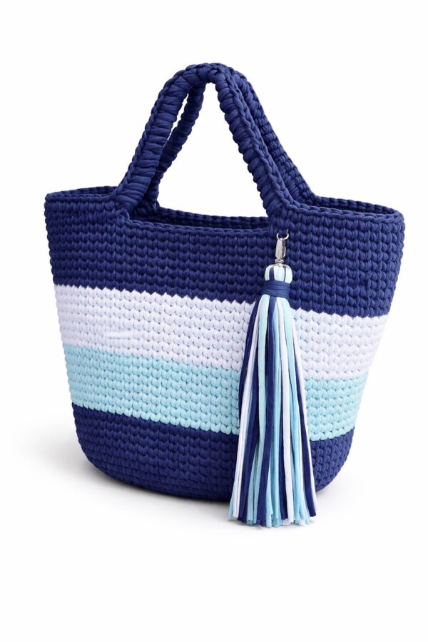 Virkad tote bag med tofs