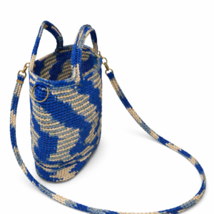 Virkad crossbody bag - Blå/Beige