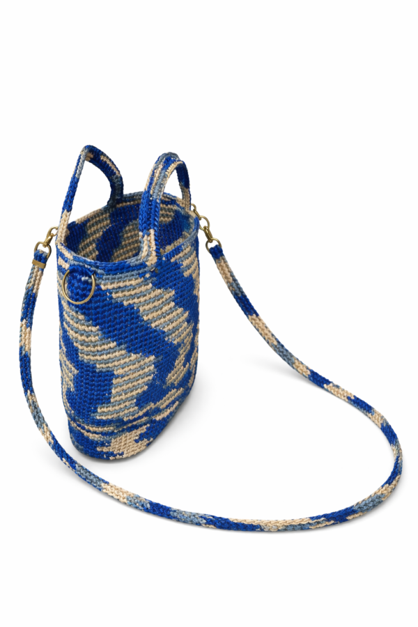 Virkad crossbody bag - Blå/Beige